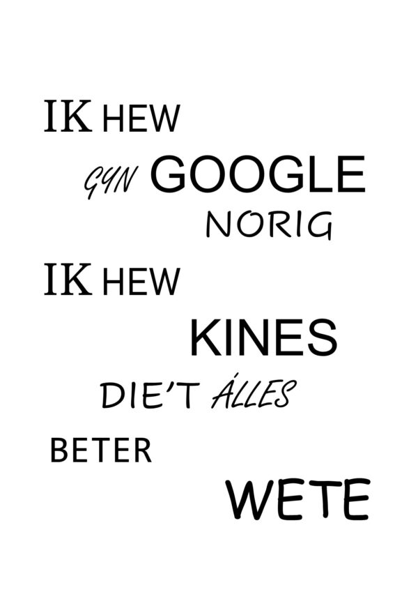 Ik hew gyn google norig...